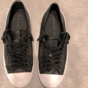 Black Coach Sneakers Size 5.  Excellent Condition